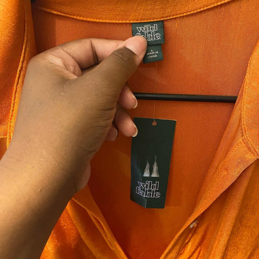 NWT orange button down dress L - Picture 2 of 3